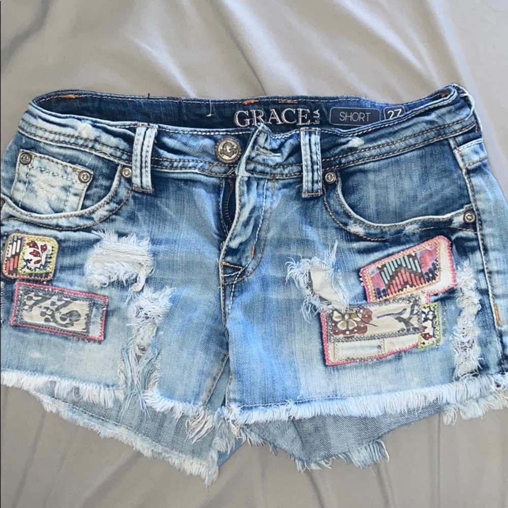 Grace in LA denim shorts
